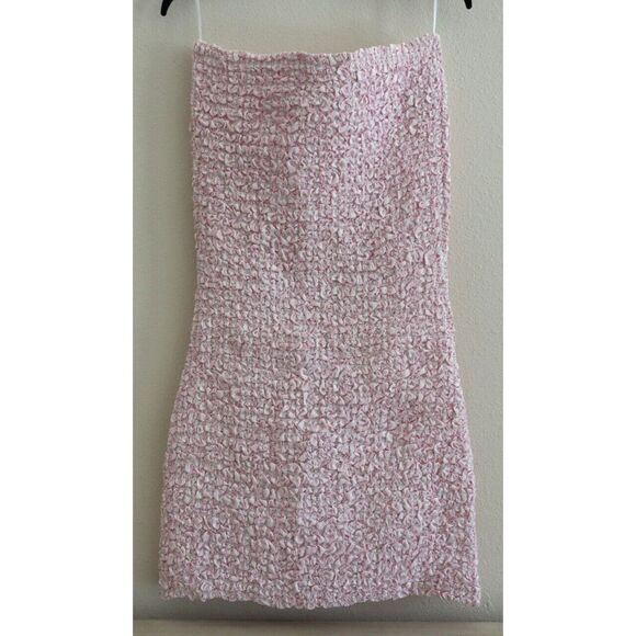 Petersyn x Revolve Women's Sz S Fuchsia Striped Nora Smocked Mini Dress $260 - Picture 1 of 9